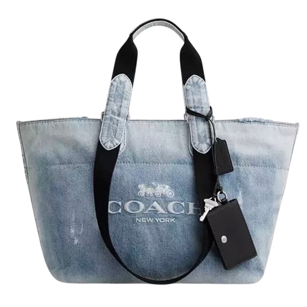 Coach Tour Tote in Loved Denim with Charms NWT